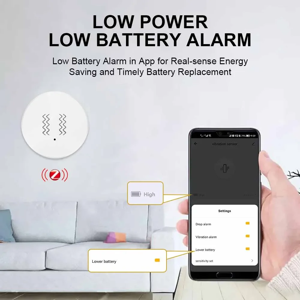 Tuya Zigbee Vibration Sesnor Wireless Motion Detector,real-time Alarm monitoring
