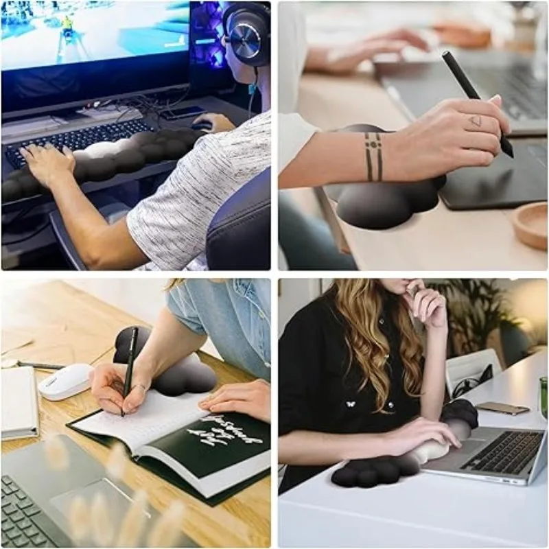 2 PCS Keyboard Cloud Wrist Rest, Memory Foam Keyboard Palm Rest with Non-Slip Base Ergonomic Keyboard Wrist for Pain Relief 5