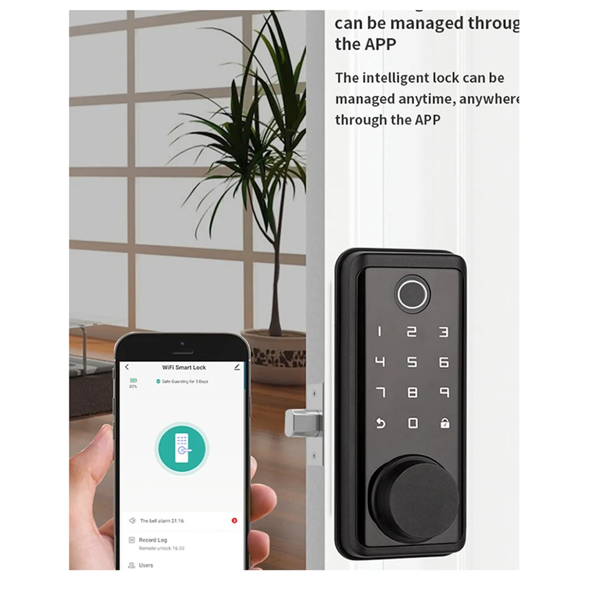 U-VBN-Tuya App Remote Control Smart Door Lock Deadbolt with Keys Fingerprint Lock Electronics Digital House Electronic