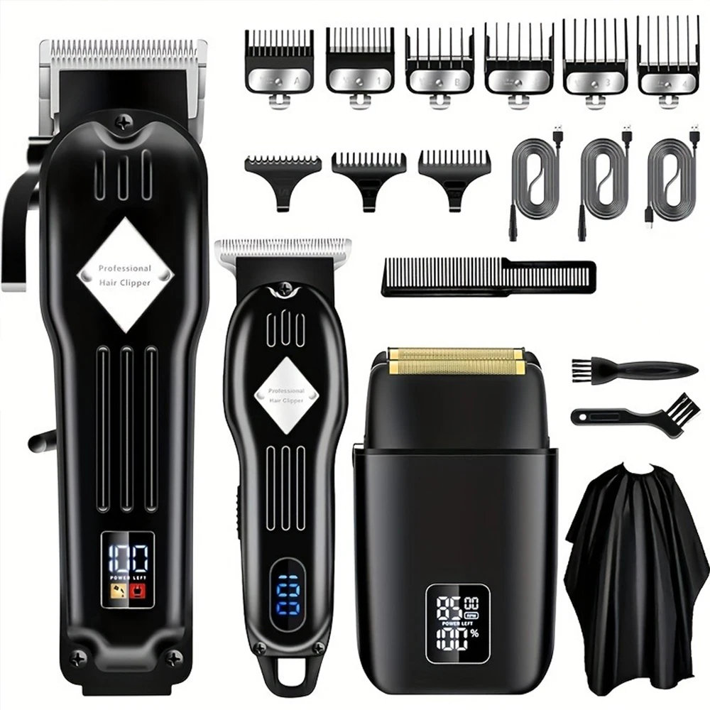 alt="The 3 in1 Hair Cutting Grooming Kit with Professional Hair Clippers and Cordless Beard Trimming.