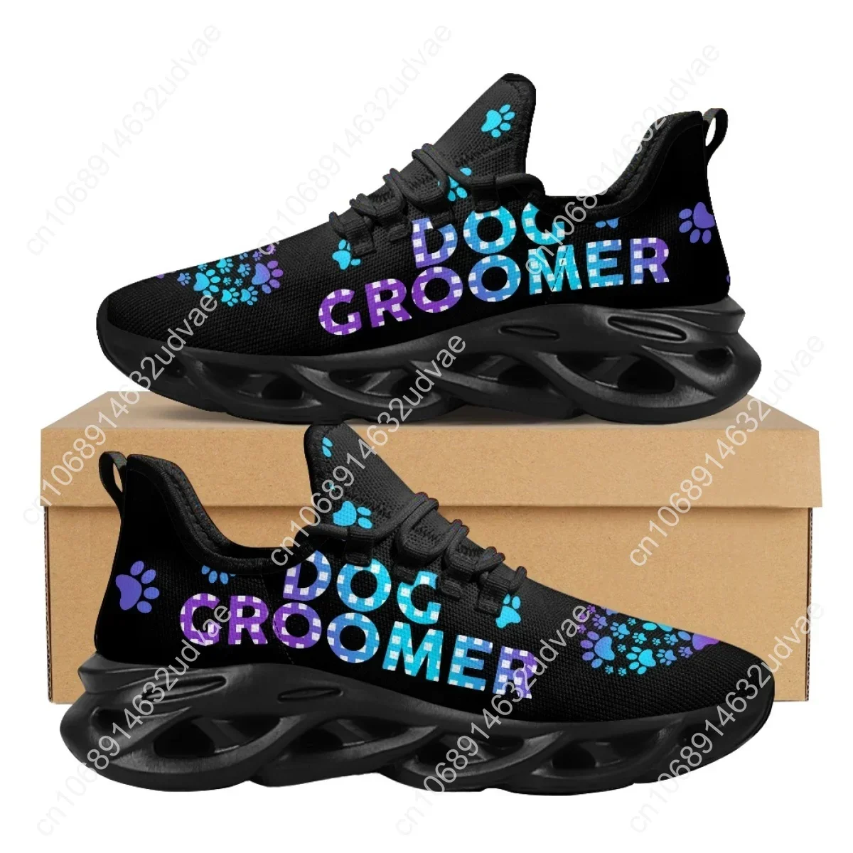 Dog Groomer Design Women Breathable Mesh Sneakers High Quality Black Fashion Gym Casual Platform Sneakers Zapatos