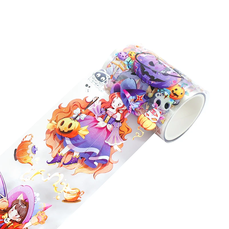 60mm*200cm 빈티지 할로윈 마녀 캐릭터 풍경 PET 테이프 창의적인 DIY 저널 재료 콜라주 문구류