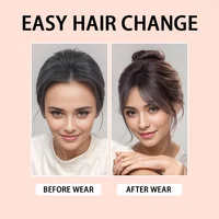 Frange de cheveux synthétiques pour femmes, pour perruque ehead, frange octogonale naturelle, 8 pouces, noir et marron, adaptée à un usage quotidien 2