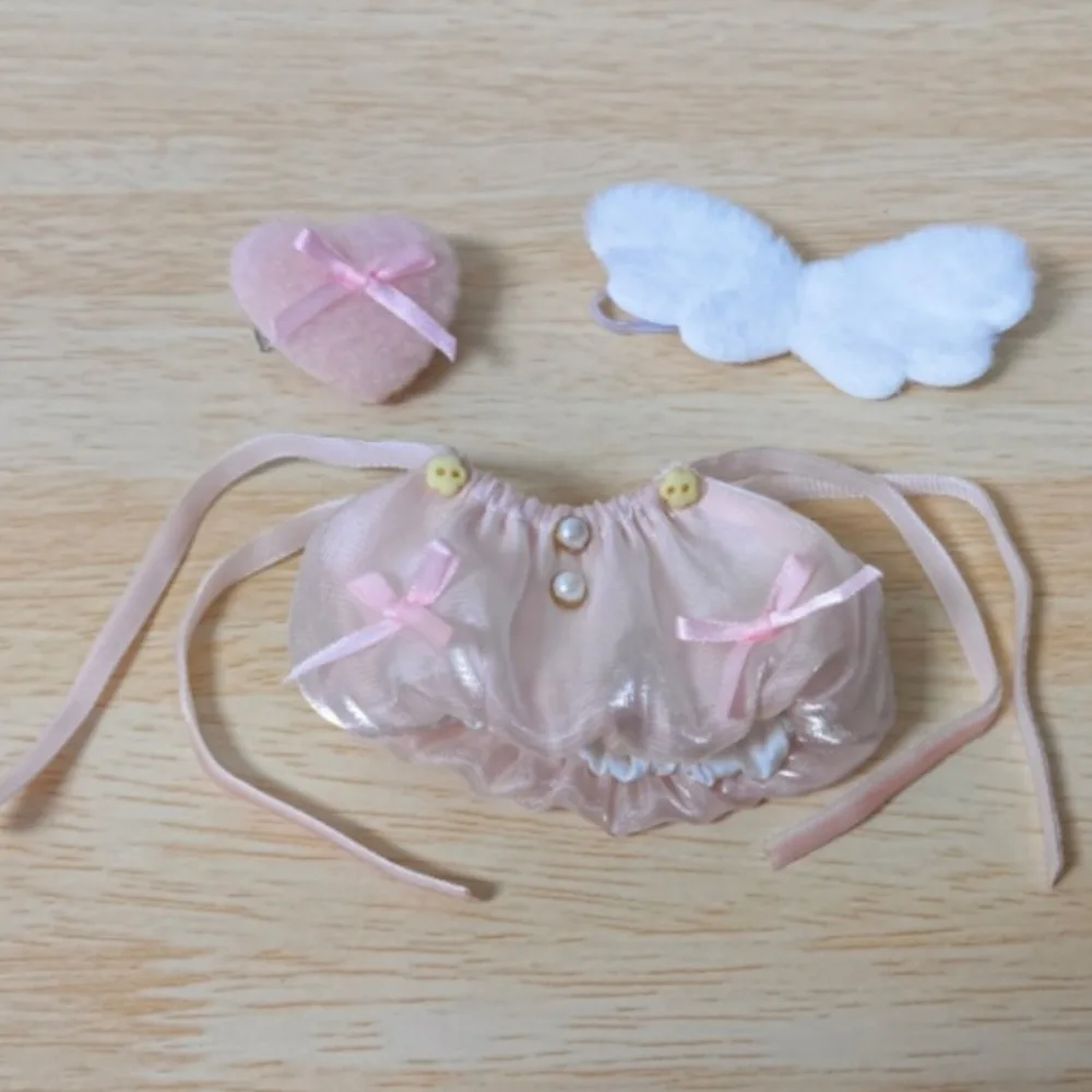Bow Dress 10cm Cotton Doll Clothes Love Hairclip with Wing Doll Clothes Outfit Suit Creative Doll Dress Up Set Children's Gift