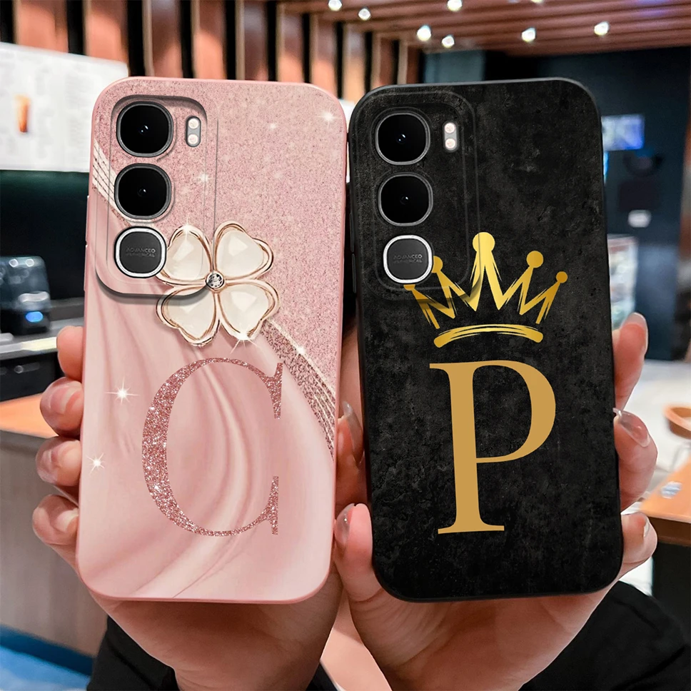 Couple Phone Case Luxury A to Z Letters Soft Silicone Anti-Drop Shell Full Protection Cover