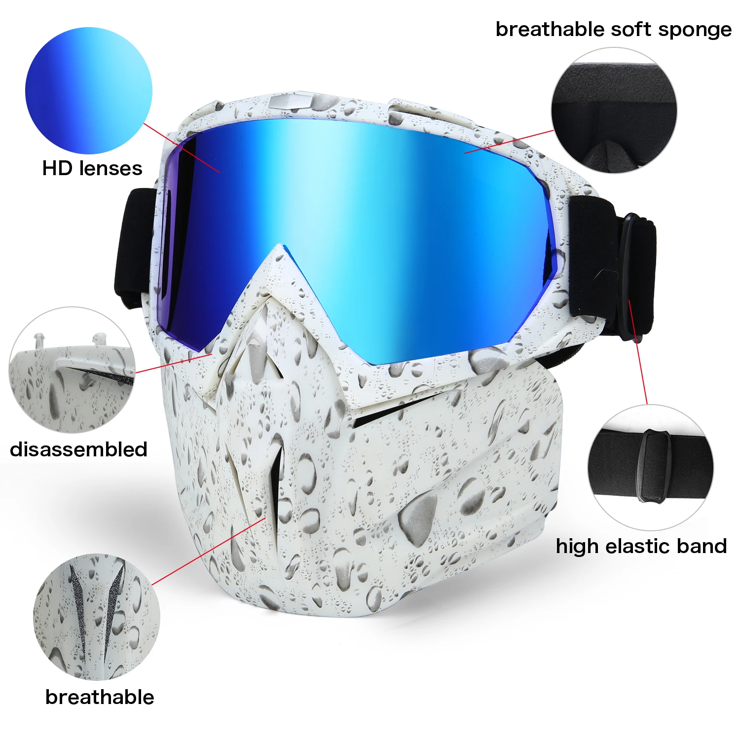 KUTOOK Skiing Snowboard Mask Winter Ski Glasses Face Mask Eyewear Snowmobile Goggles UV Protection Eyewear Windproof Snow Sports 5