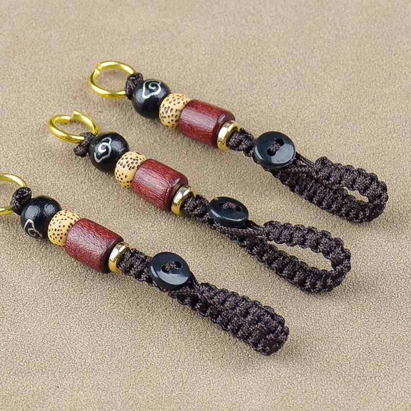 랜야드 꼰 로프 자동차 키 체인, 중국 스타일 키 액세서리, DIY 샹윤 로프 키링, 백단향 로프 펜던트, 1PC