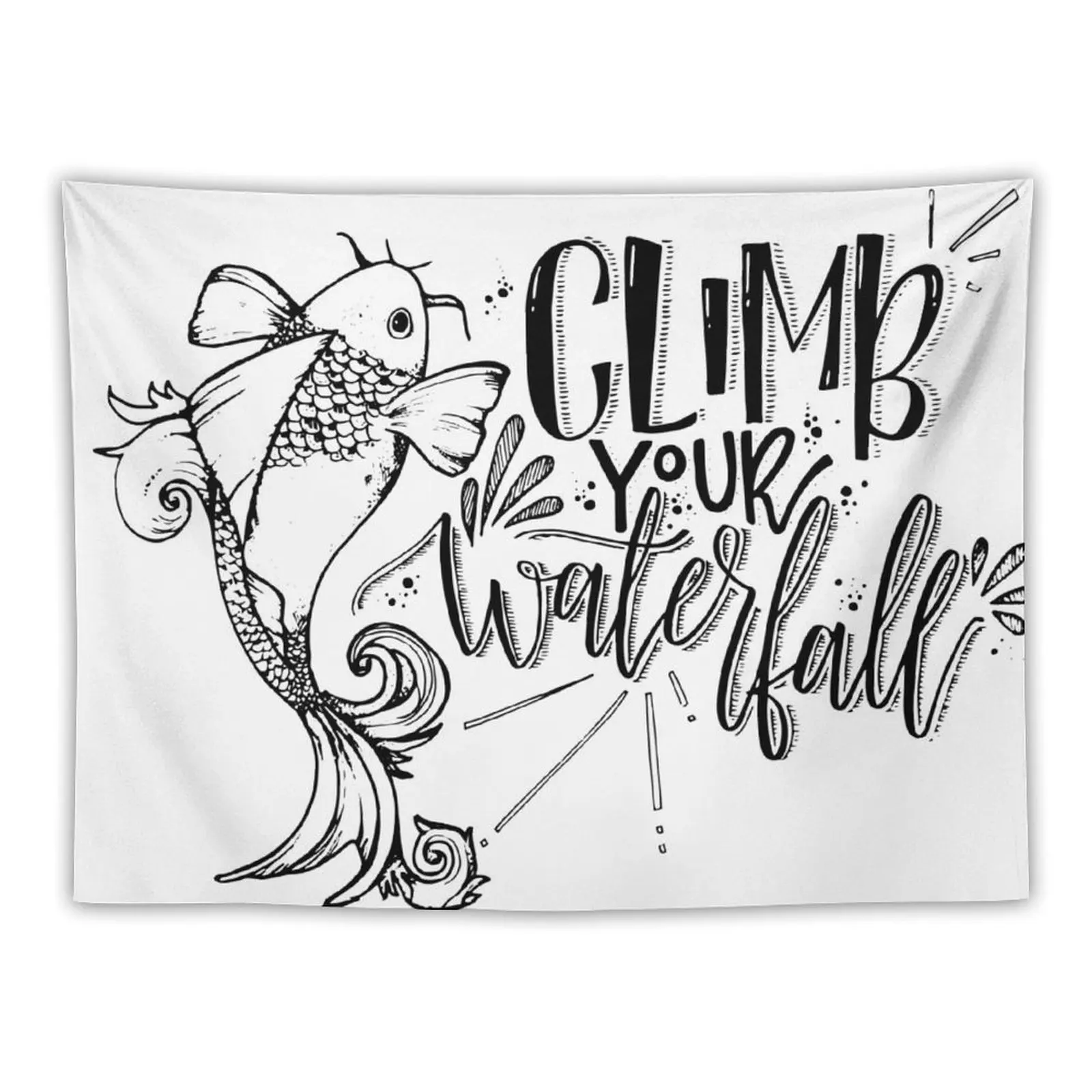 

Koi Fish Don't Quit Tapestry Decorative Wall Murals Decorations For Room Custom Funny Tapestry