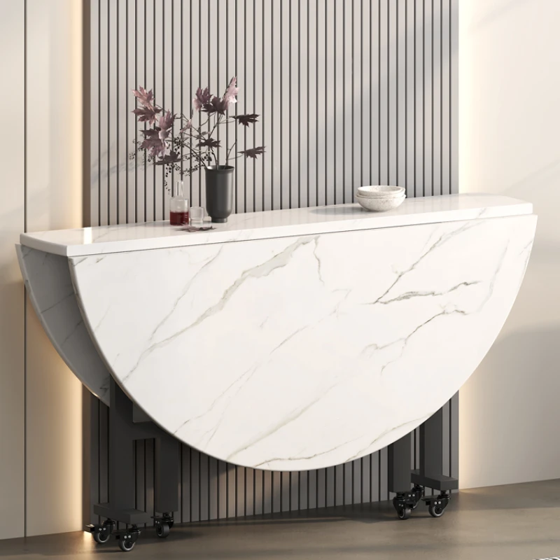 

Folding Dining Table Small Apartment Multi-Functional Dining Table Circle and Creative Mobile Living Room Large round Table