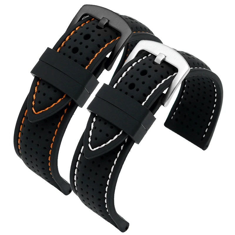 Breathable Silicone Sports Watchband - Soft Waterproof Wrist Strap
