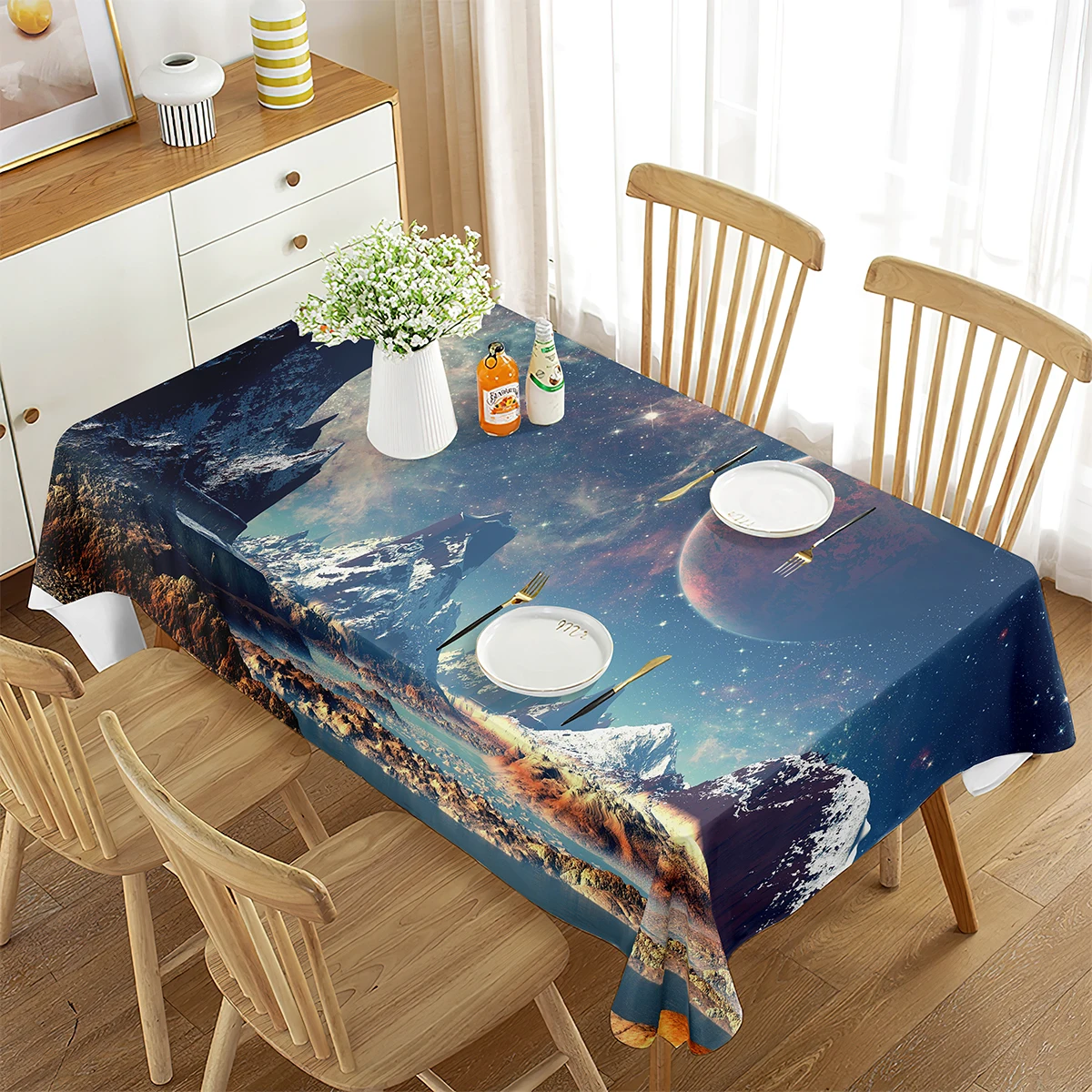 

Fantasy Universe Tablecloth Decor for Rectangular Tablecloth Galaxy Stars Kitchen Dining Room Get Together Banquet Decorations