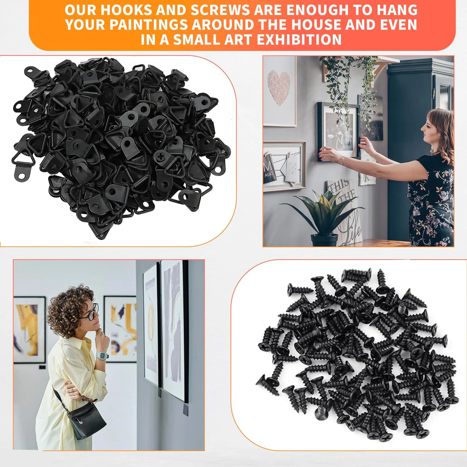 100Sets Picture Hangers with Screws Picture Frame Triangle Hook D Ring Buckle for Clock Mirror Paintings Artwork Frame wall hooks picture frame hangers hanging hooks