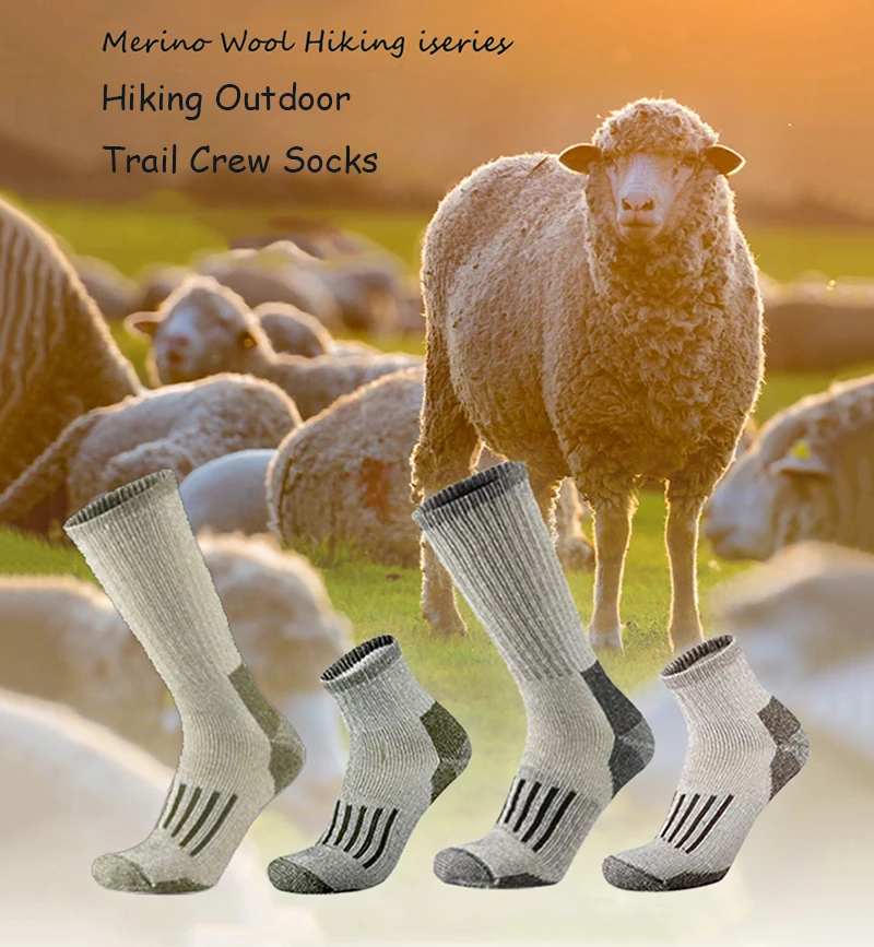 Cotton Socks Winter Unisex Merino Wool Socks Hiking Socks 80% Merino Wool Ski Men Women Thicken Thermal Men Warm Anti-Odor