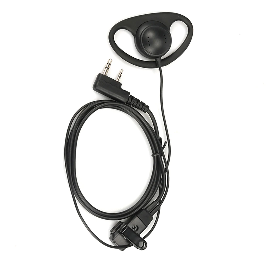 

2 Pin D Shape Universal Interphone Earpiece Walkie Talkie Earphone PTT Single Ear Hook Replacement for Baofeng Kenwood