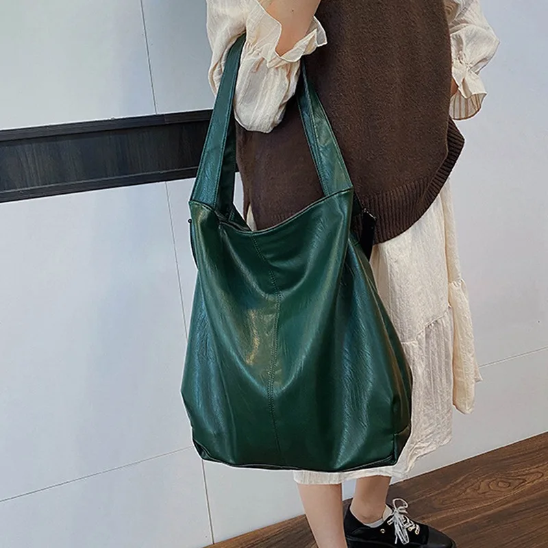 Vintage Women Hand Bag Soft PU Leather Women Shoulder Tote Female Top-handle Bags Fashion Brand Bag leather handbag women handbags