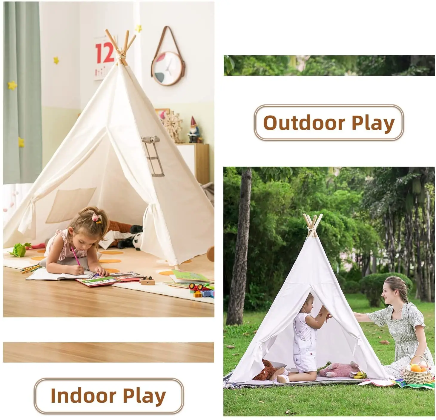 1.35m Tent For Kid Play House Wigwam for Children Portable Children Tipi Tents Teepee Tipi Infantil Kid Tent Girl Play Room 4