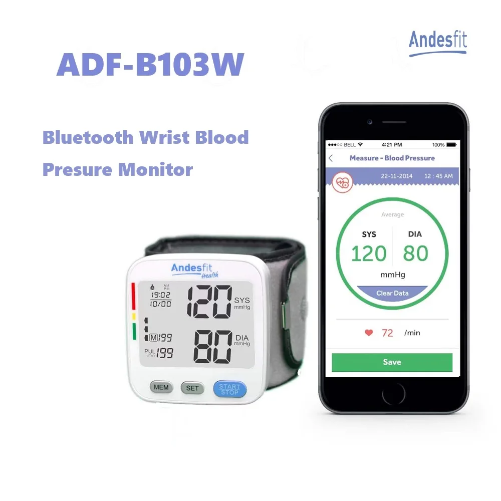 Bluetooth wrist Sphygmomanometer Automatic Electronic Blood Pressure Monitor Home Medical Measuring Large Screen Pressure Meter