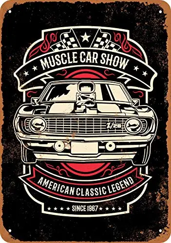 

Metal Sign - Muscle Car Show (Black Background) - Vintage Look Wall Decor for Cafe Bar Pub Home Beer Decoration Crafts