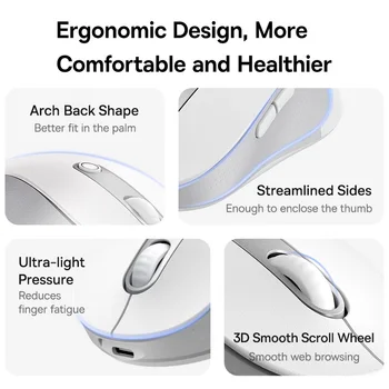 【New Upgrade】Baseus Rechargeable Wireless Mouse Type-C Charging Bluetooth 5.2 4000 DPI Computer Laptop Mute Mice Ergonomic Mouse 4