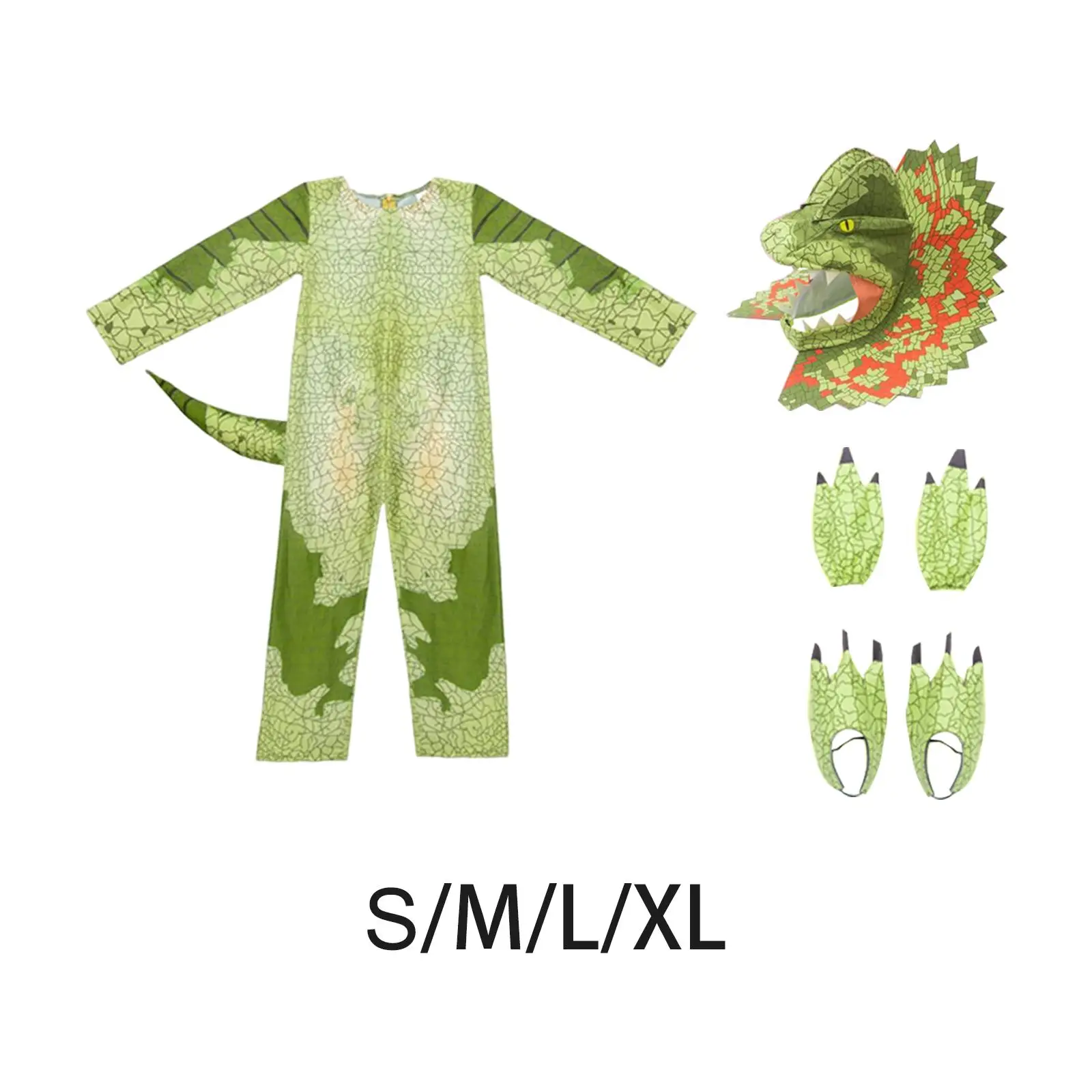 

Dinosaur Child Costume Realistic Green Outfits Triceratops Costume for Halloween Costumes Make up Party Performance Children