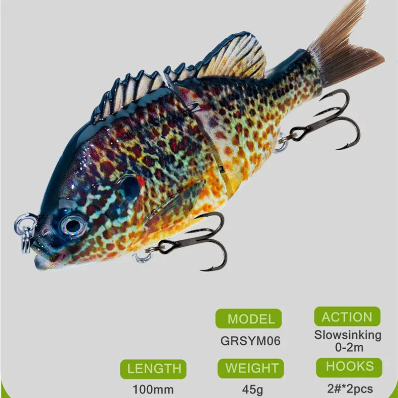 GREENSPIDER NEW 1PC SINKING Multi Jointed Panfish Bluegill