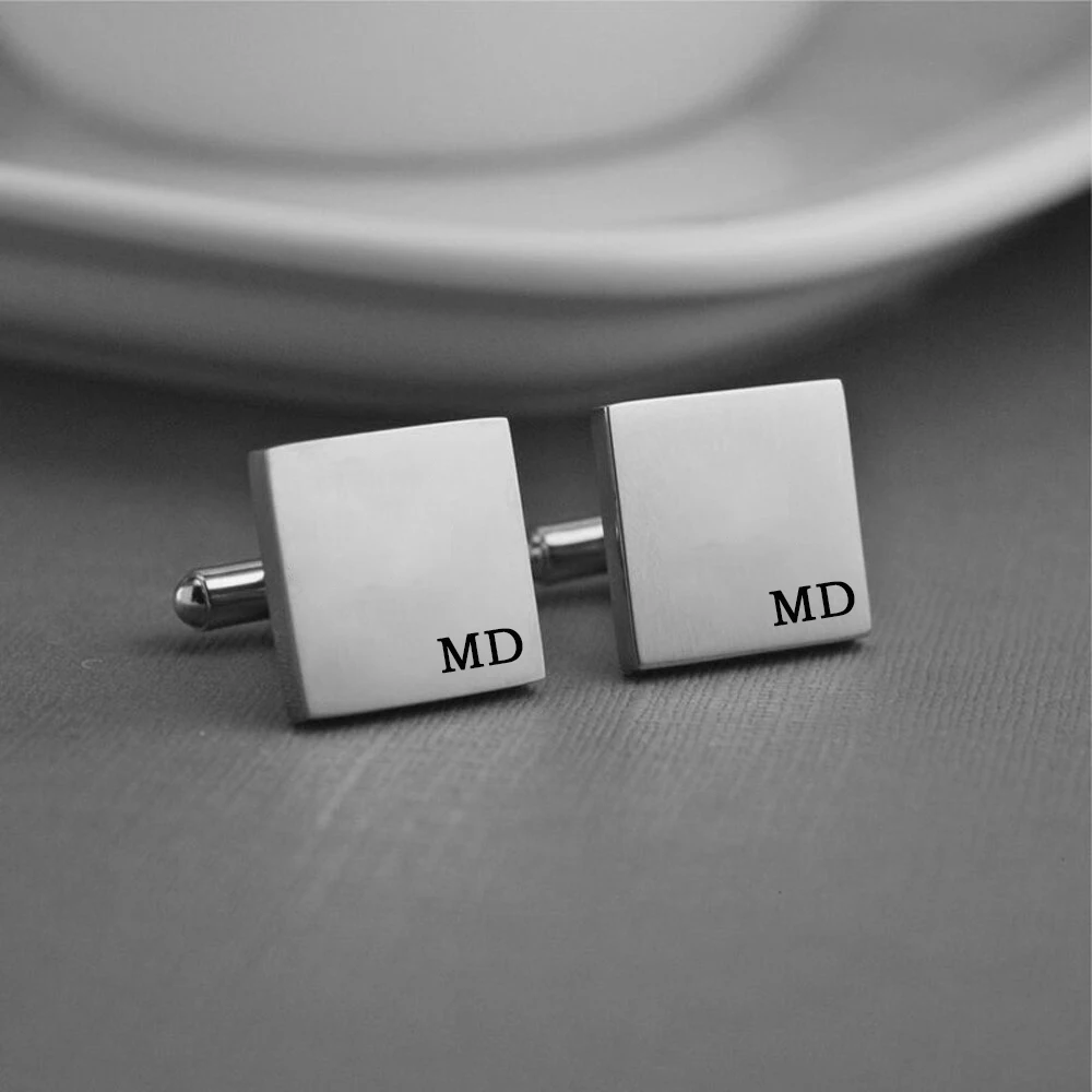 

Custom Name Cufflinks Stainless Steel Engraved Men's Initials Cufflinks Personalize Wedding Jewelry for Groom Best Man Gifts