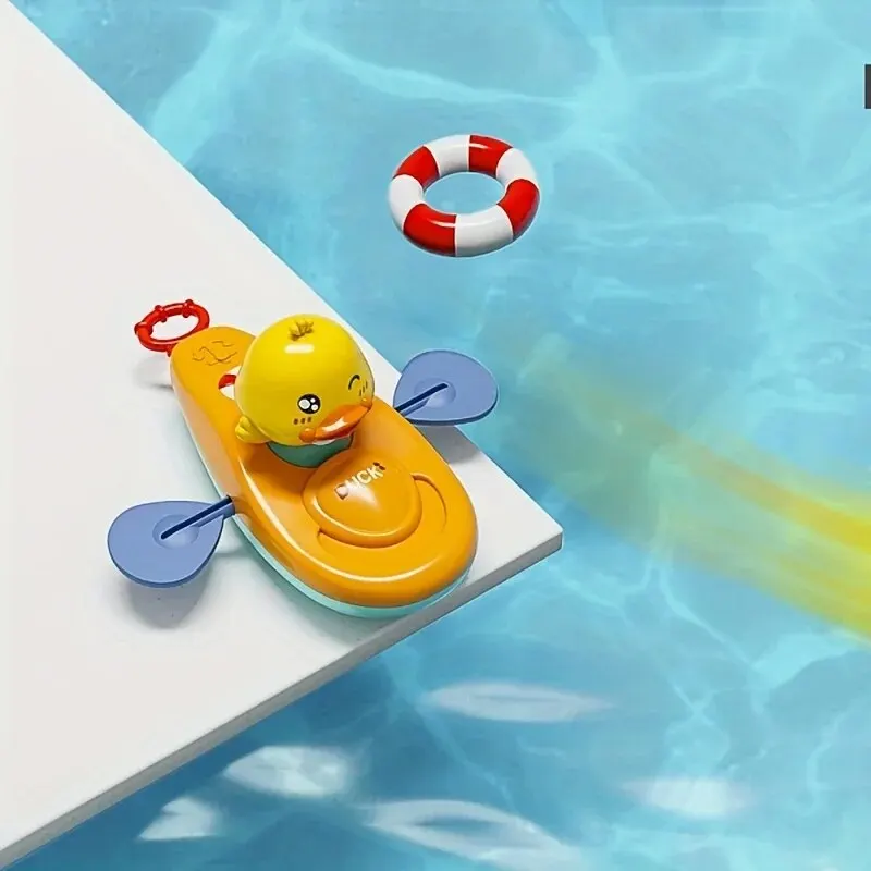 1 Pc Little Yellow Duck Kayak Toy Swimming Pool Bathroom Toy - Image 2