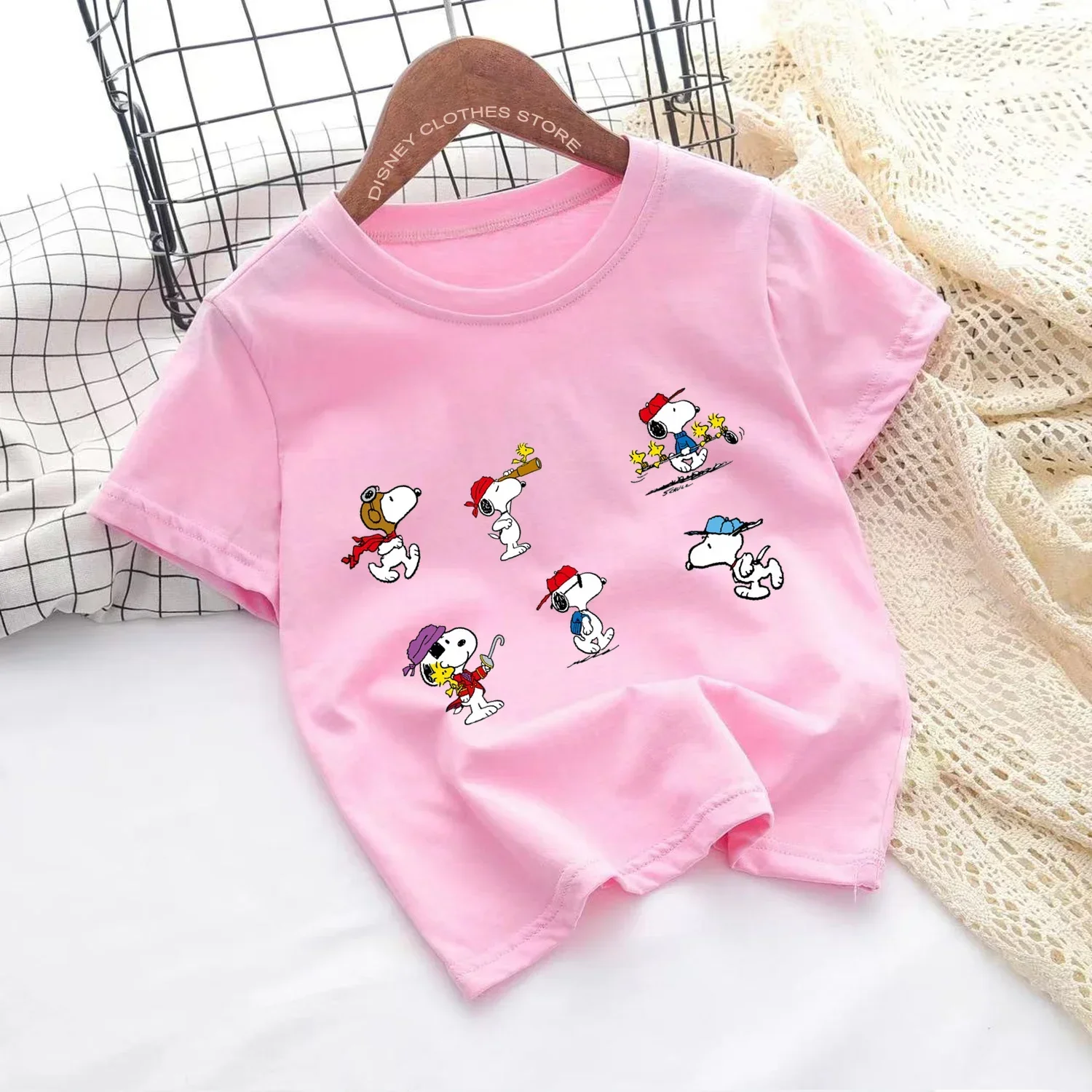 New anime Snoopy Printed T-shirt Kids Short sleeve kids 3-14 years old boys and girls new fashion Pokemon top 6
