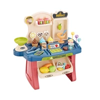 Kids Cashier Toys Supermarket Cash Register Pretend Play Simulation Shopping Cart Convenience Store Ice Cream Cart Toys 1
