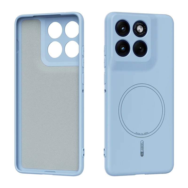 Magnetic Skin Feel Liquid Silicone Back Cover with Built-in Velvet Soft Shock Absorption