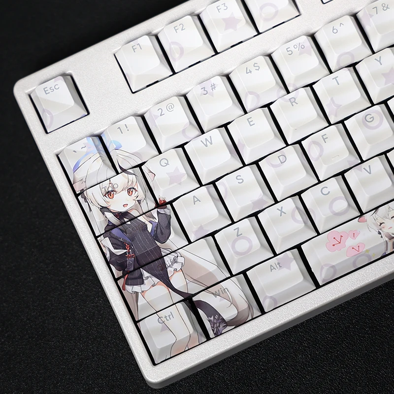 Sunohara Kokona 108 Keycap Azul Arquivo Pbt Tintura Sublimação Luz Transmitindo Cereja mx Cruz Eixo Interruptor Teclado Mecânico - Imagem 2