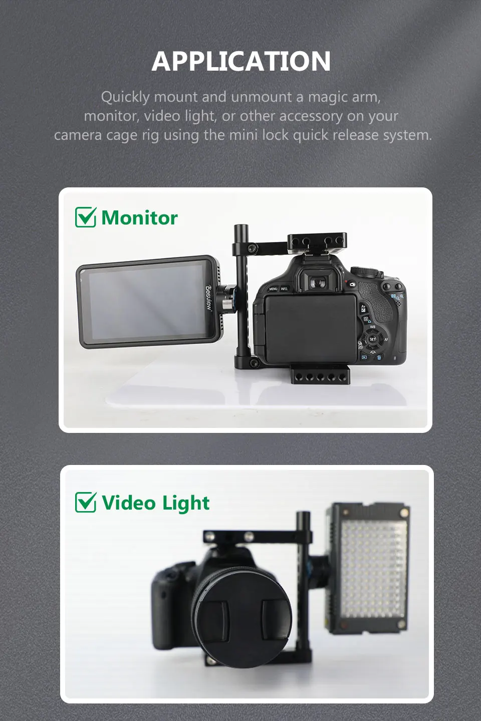 Mini Lock Quick Release System with 1/4" and 3/8" Thread Screw Mount Fr Tripod H