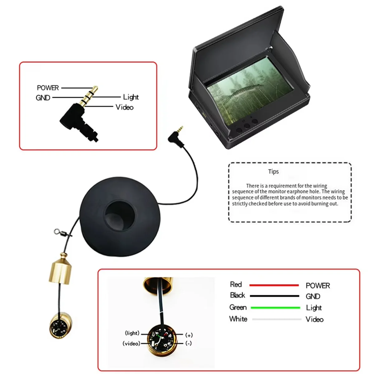 수중 어군탐지기 카메라 12-28V 낚시 비전 카메라 BlueJAS