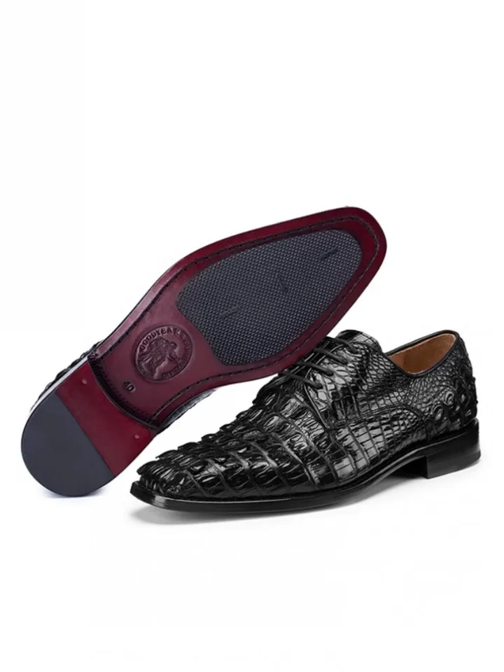 De nieuwe Dress Shoes For Men Lace Up Crocodile Print Derby