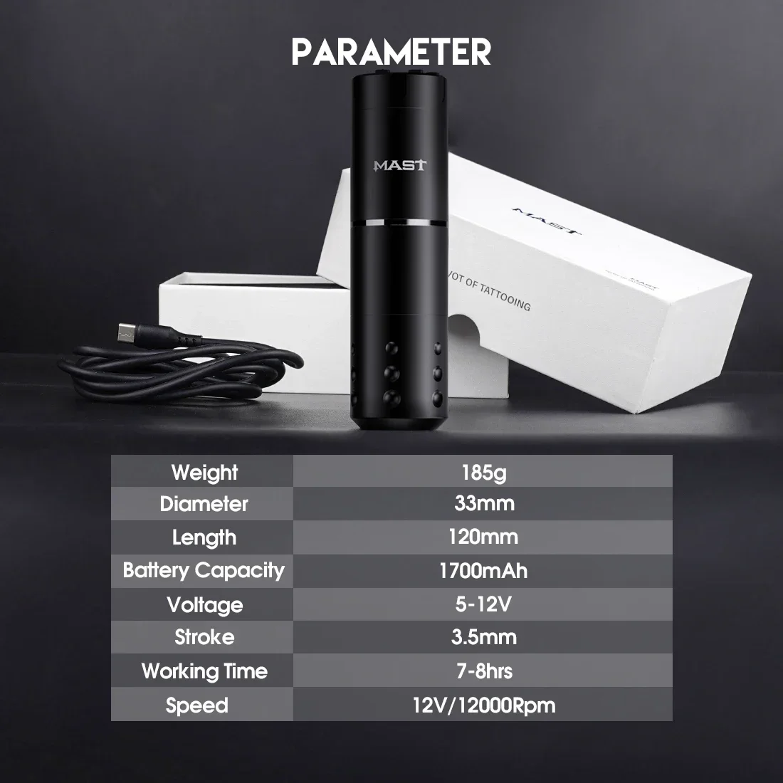 MAST Tattoo A1 Professional Wireless Tattoo Machine Pen Battery Portable Power Coreless Powerful Motor Digital LED Makeup tattoo pen tattoo supplies tattoo motor