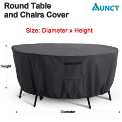 Durable Waterproof Outdoor Round Table Cover for Garden Furniture Protection (Black)