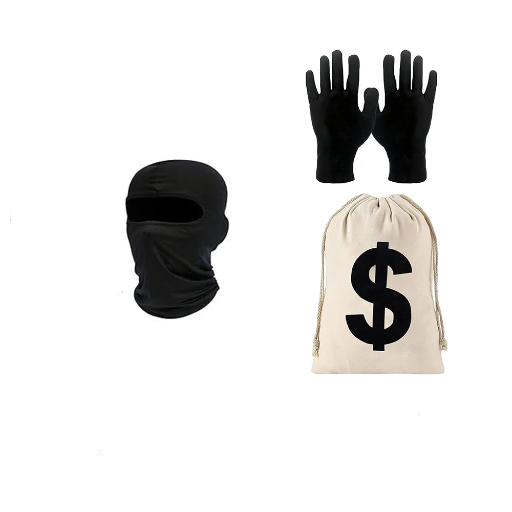 Disfraz De Ladrón TYXHXTF - Incluye Bolsa De Dinero, Sombrero, Máscara Y Guantes, Para Halloween Y Cosplay Disfraz De Ladrón TYXHXTF - Incluye Bolsa De Dinero, Sombrero, Máscara Y Guantes, Para Halloween Y Cosplay