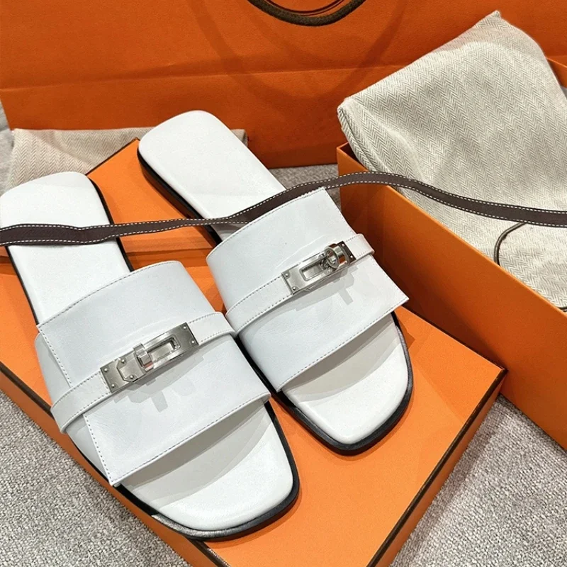 Flat Shoes 2024 New Open Toe Slippers Holiday Fashion Outgoing French Sandals