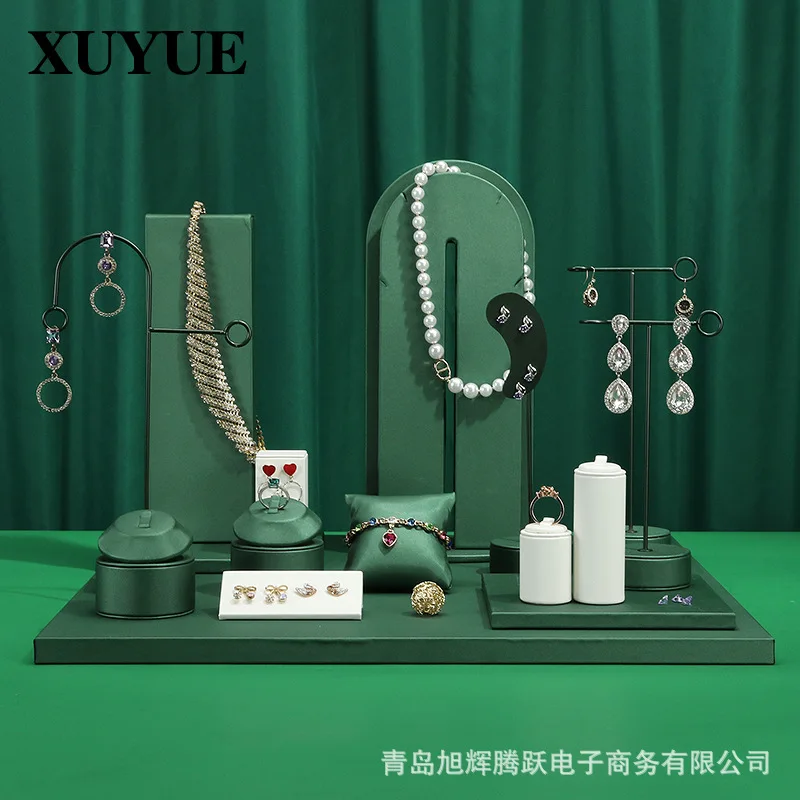 Light luxury jewelry display stand green window necklace ring display stand jewelry props display jewelry display stand in stock