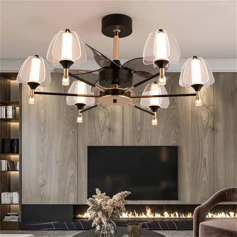 CEDRIC Postmodern Ceiling Fan with Lights Remote Control LED Lamp for Home Dining Room Decoration