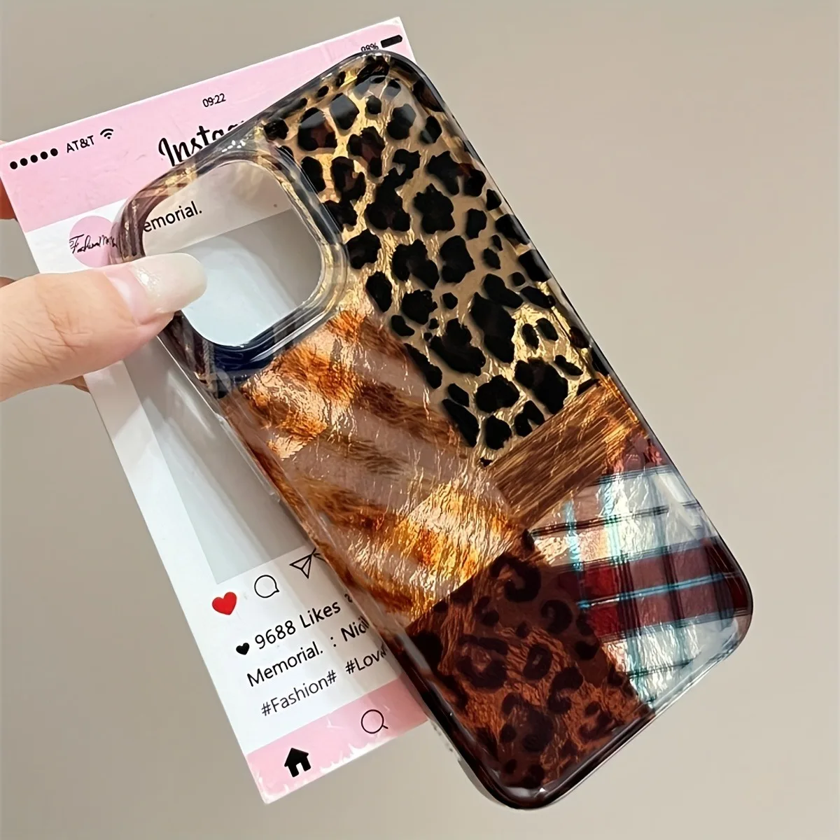 High-End Leopard Print and Tinfoil Design Phone Case Cover