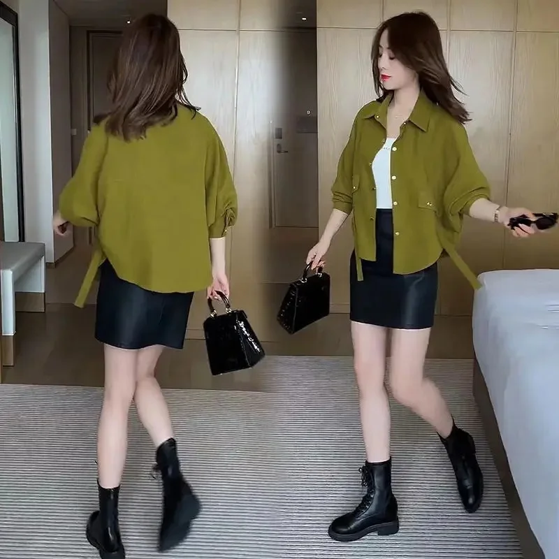 Popular Short Coat Women's Early Autumn New High Grade Explosive Street Loose Shirt Coat Foreign Style Small Shirt Fashion Top