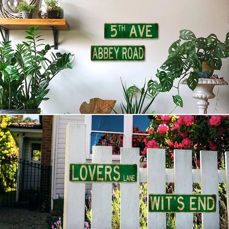Lovers Lane Retro Metal Tin Signs, Rustieke straatborden, Abbey Road Street Signs, Park, Scenic, Country, Wall, Man Cave
