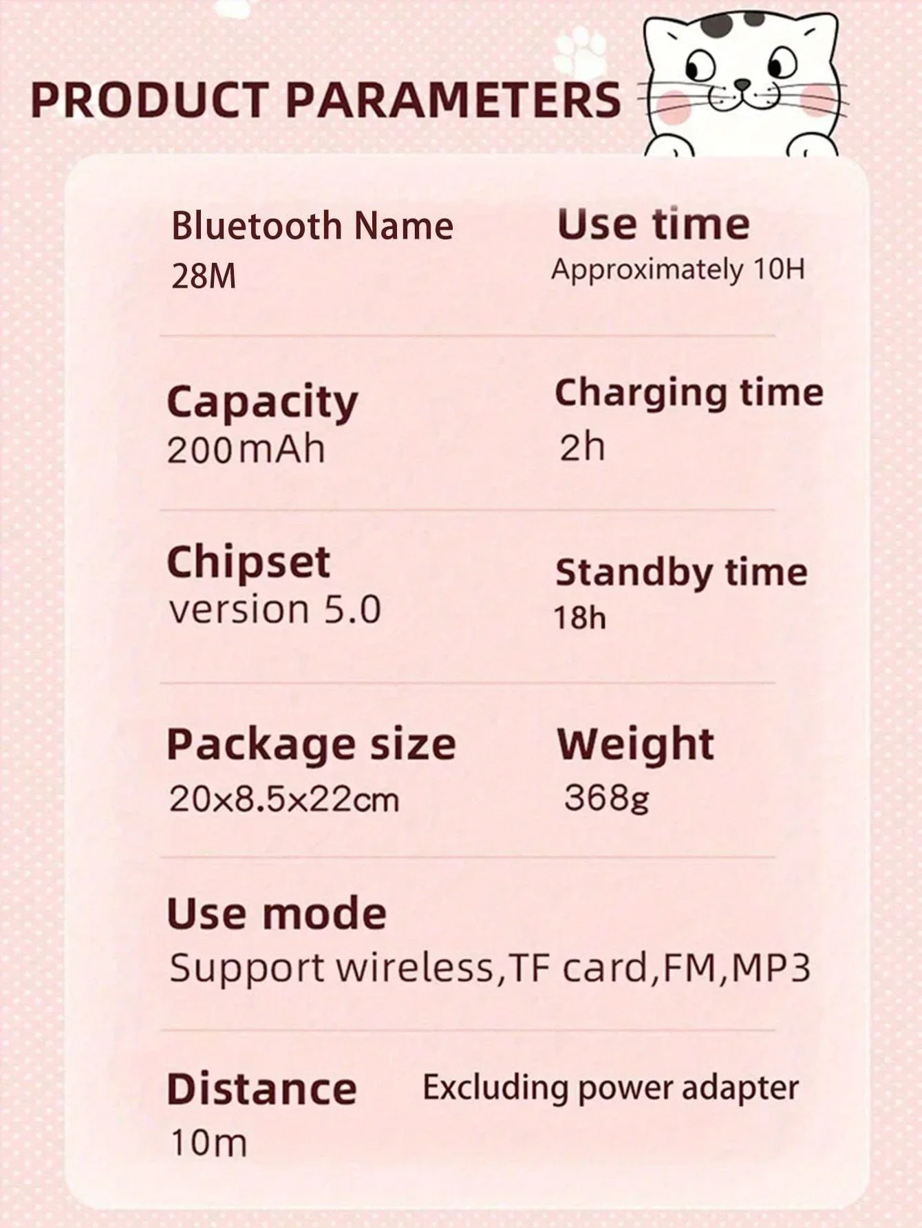 Wireless Cat Ear Headphones LED Design