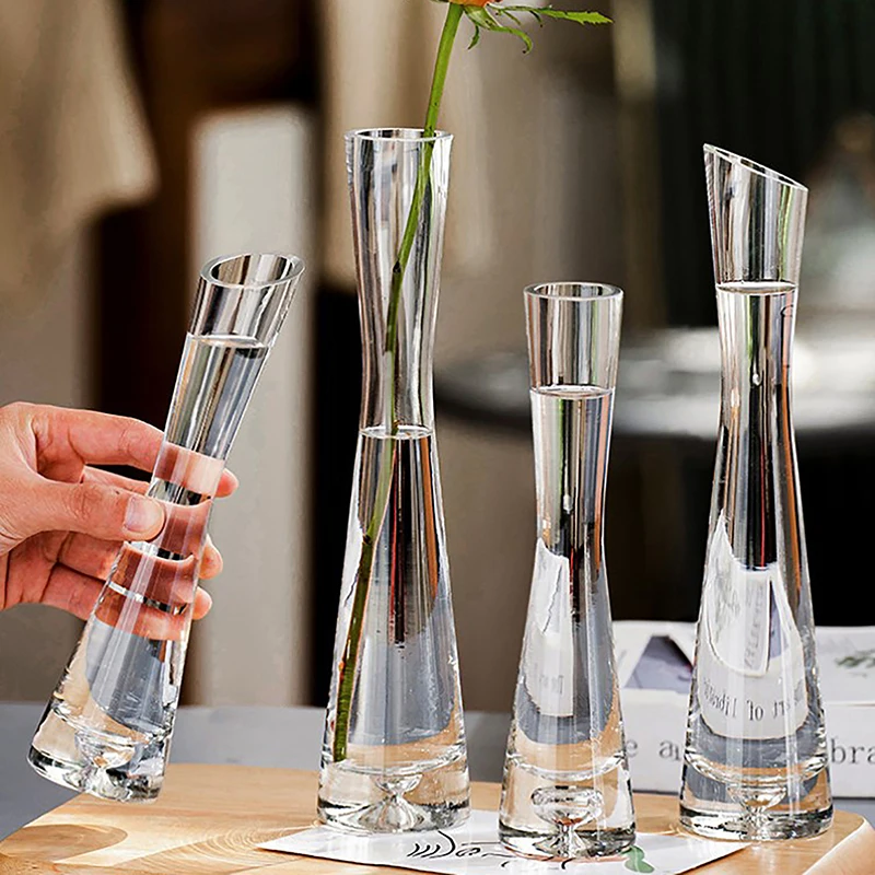 1pc Transparent Glass Flower Vase Small Vase Hydroponics Plant Flower Terrarium Luxury Room Table Home Decor Wedding Decoration 2