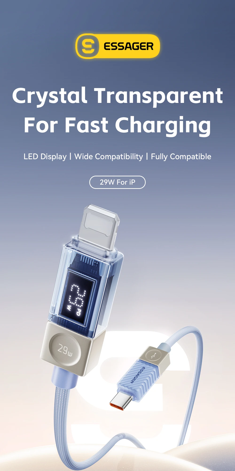USB C Cable For iPhone 14 13 12 11 Pro Max Xs Digital Display Wire PD 29W Fast C