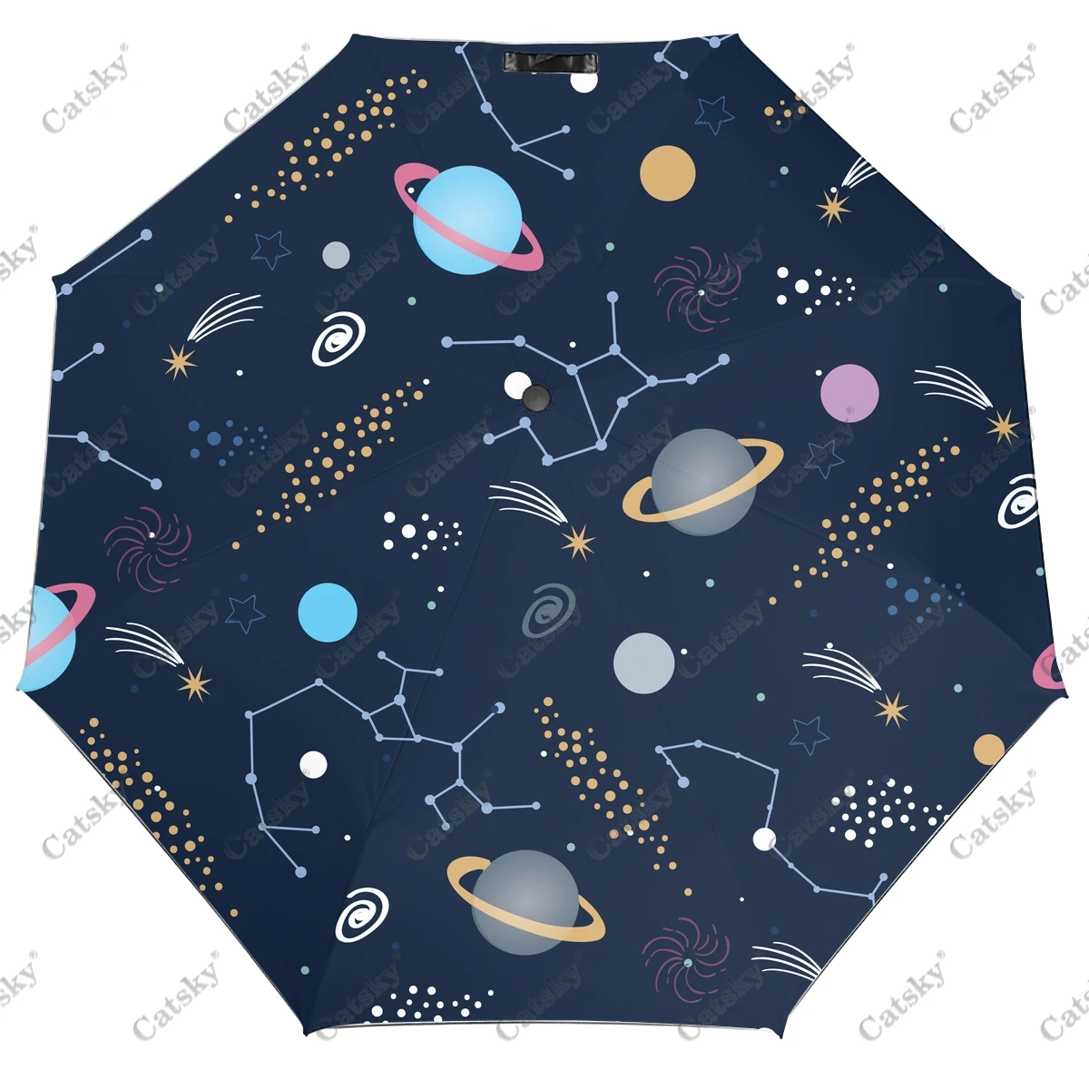 공간 패턴 접이식 우산, 자동 개폐, 여행용 우산 컴팩트, 경량 방풍 우산 