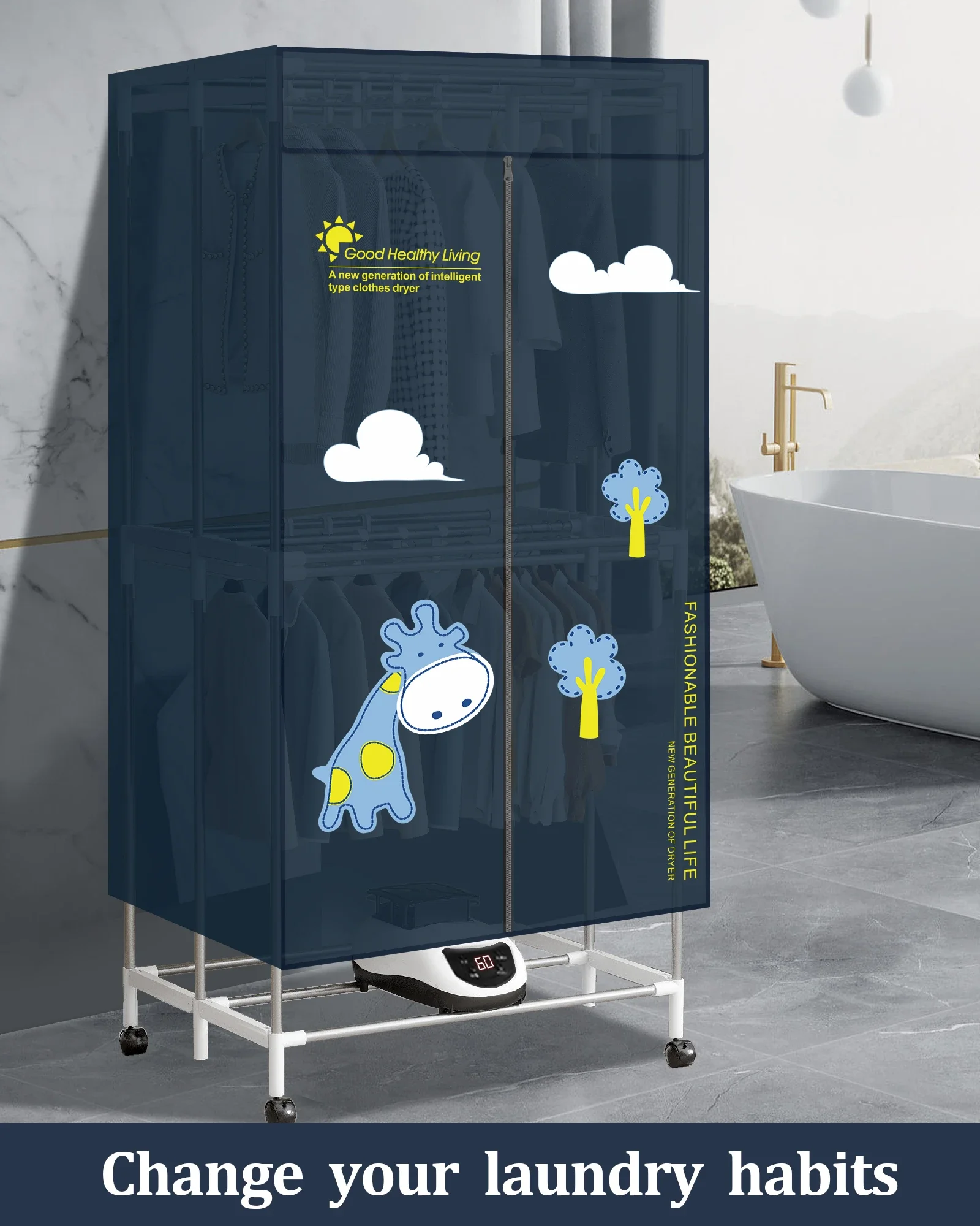 110V-220V Portable Electric 15kg Folding Clothes Dryer Machine Fast Drying Machine