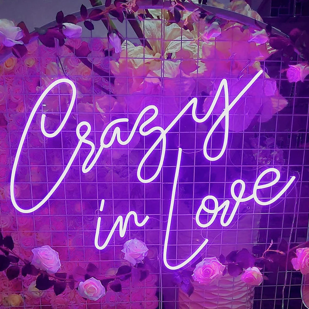 

Crazy In Love Custom Neon Sign Led Light Flex Wedding Party Valentine's Day Home Bar Pub Bedroom Decor Letters Background