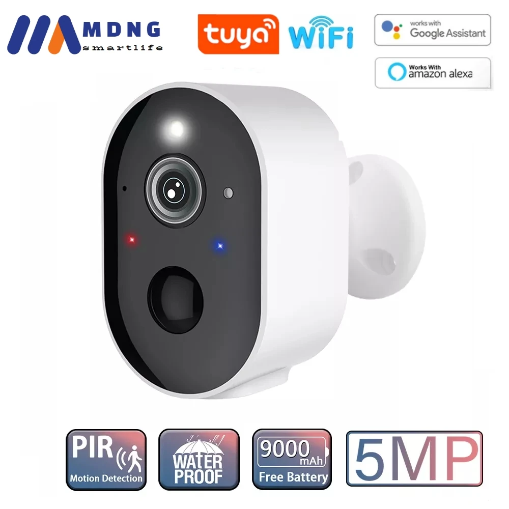 5mp Tuya Slimme Spotlight Surveillance Ingebouwde Batterij Wifi Camera Draadloze Outdoor Waterdichte Cam Cctv Beveiliging Video Ip Camer